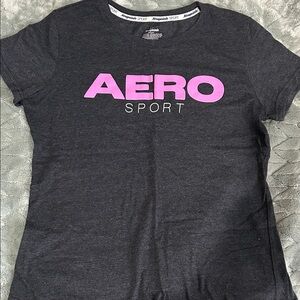 Aeropostale Dark Gray Tee with Pink Aero Sport Logo
